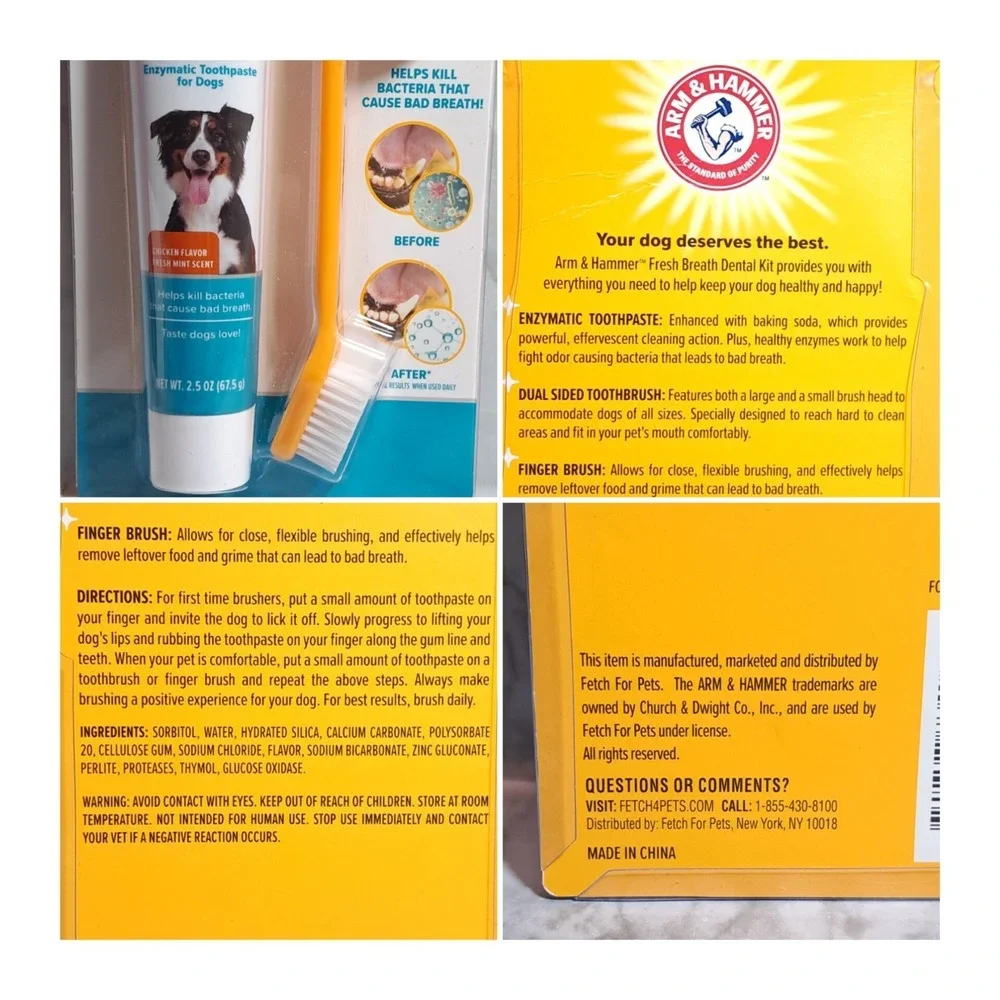 Arm &‎ Hammer Dental Kit for Dogs Enzymatic Dog Toothpaste 2.5 Oz Chicken Flavor